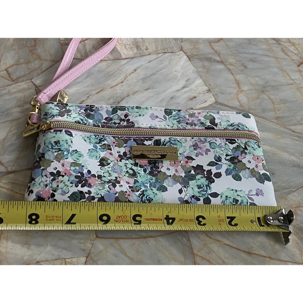 Adrienne Vittadini Studio Floral Wristlet Clutch Bag Teal Pink Purple White